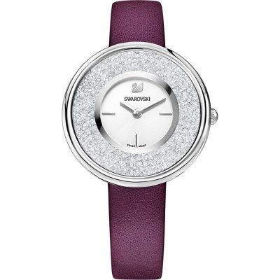 Swarovski Eternal Crystalline Silver Dial Purple Leather Strap Women's Watch 5295355