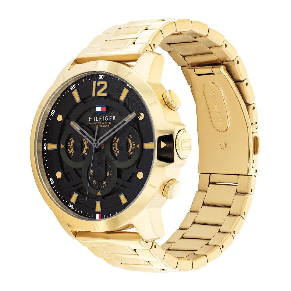 Tommy Hilfiger Gold Steel Black Dial Men's Watch 1710511