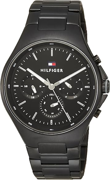 Tommy Hilfiger Justin Chronograph Black Dial Black Steel Strap Men's Watch 1792055