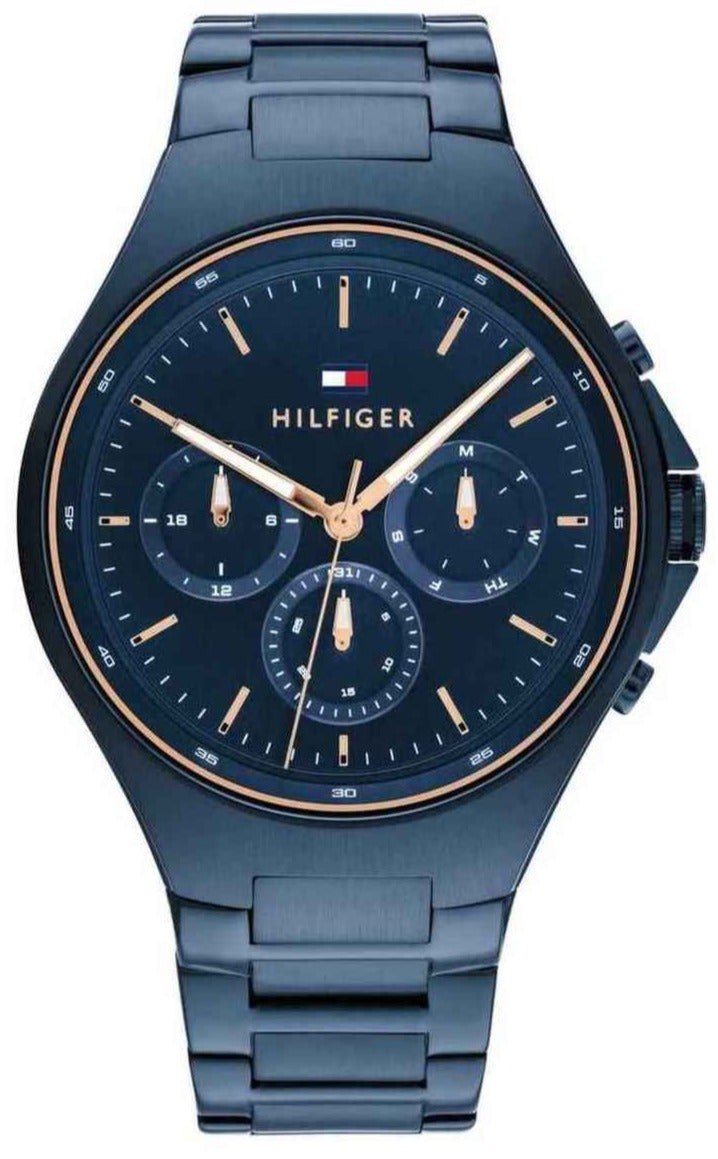 Tommy Hilfiger Justin Chronograph Blue Dial Blue Steel Strap Men's Watch - 1792058