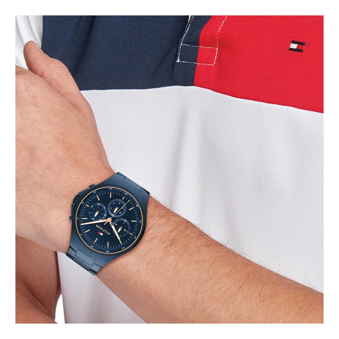 Tommy Hilfiger Justin Chronograph Blue Dial Blue Steel Strap Men's Watch - 1792058