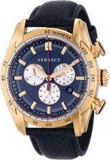 Versace V-Ray Rose Gold Leather Strap Men's Watch VDB030014 - Big Daddy Watches