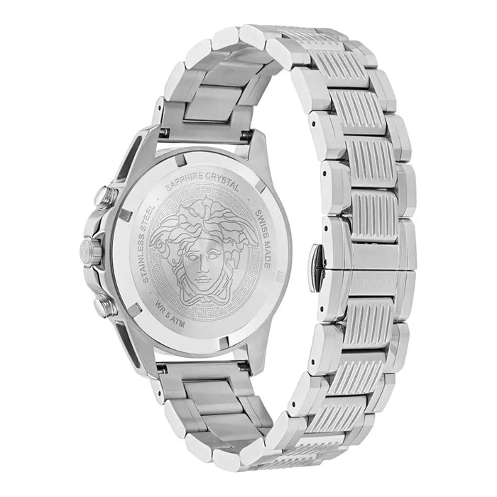 Versace Greca Action Chronograph Quartz Green Dial Silver Steel Strap Men's Watch - VE3J00422