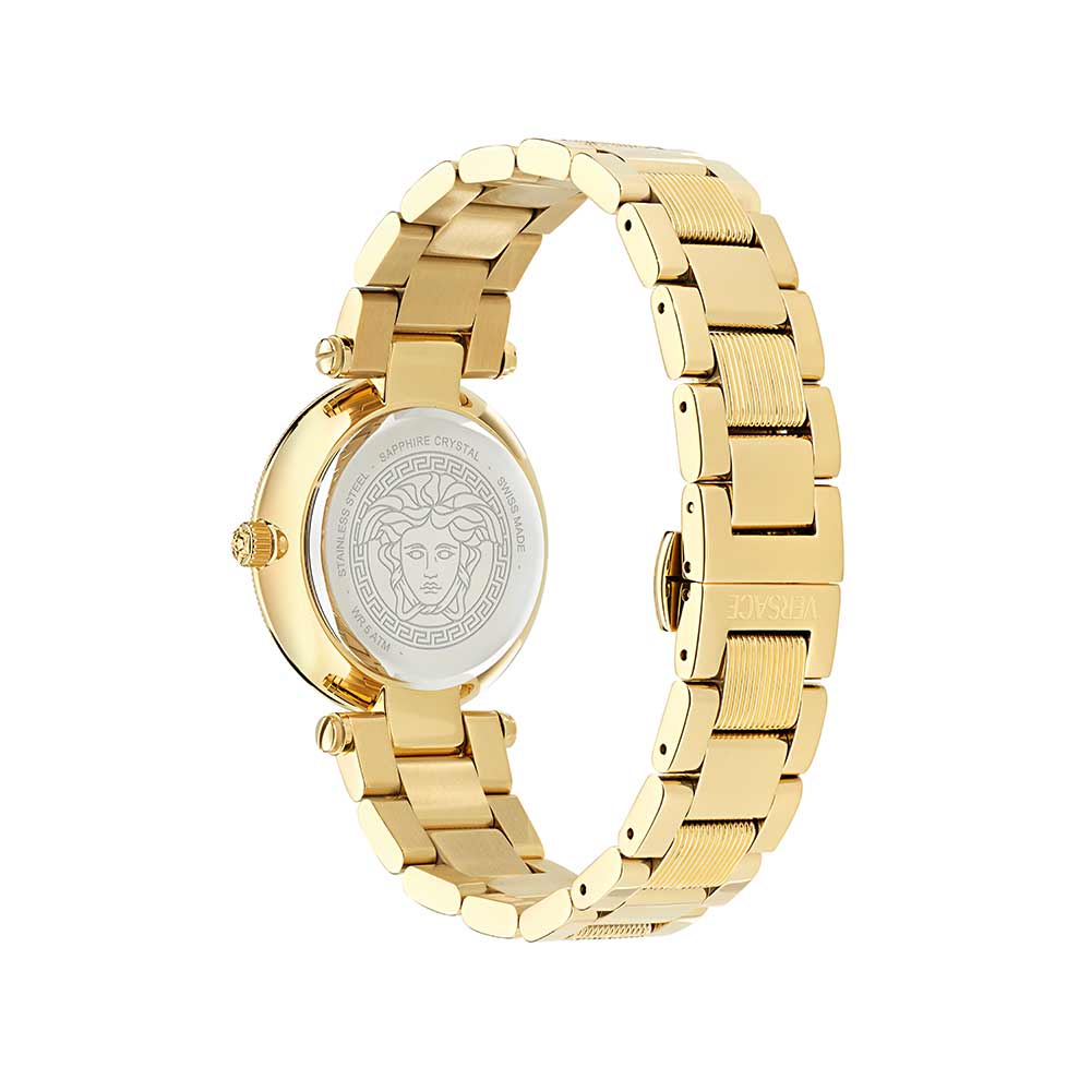 Versace Reve Lady Black Dial Gold Watch - VE8B00624