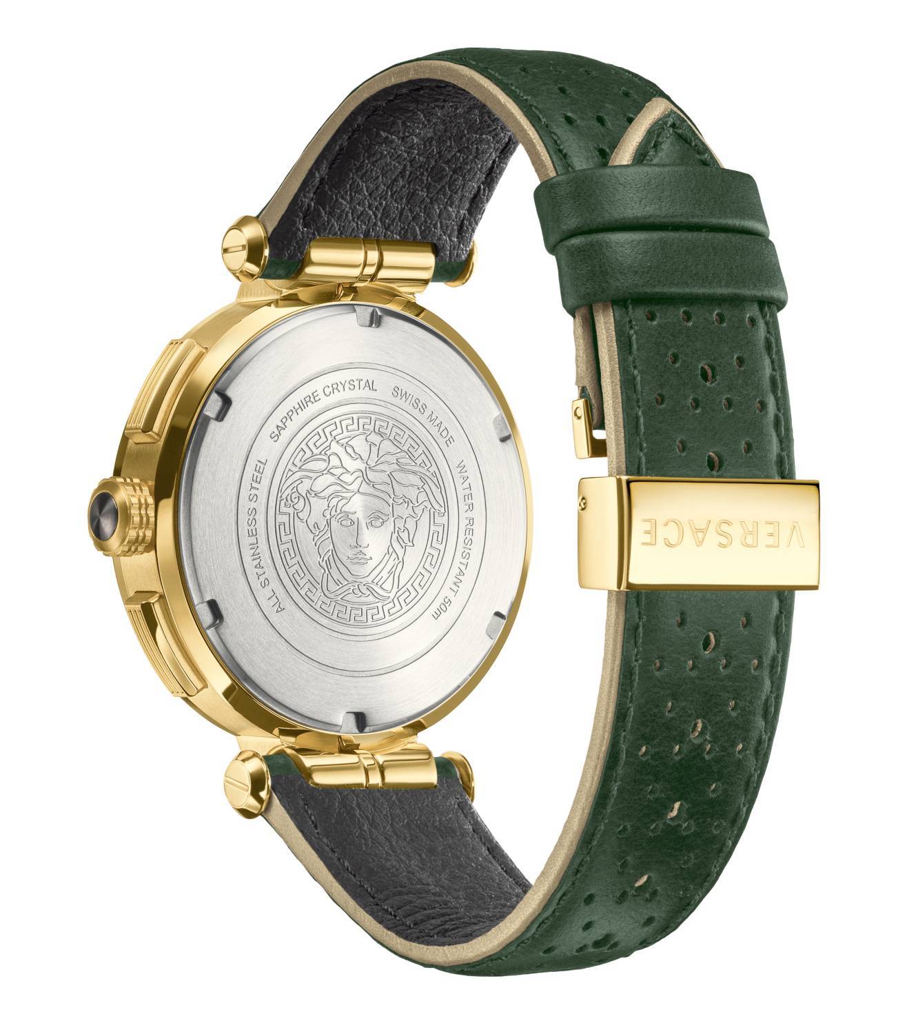Versace Aion Chronograph Green Leather Strap Men's Watch - VBR020017