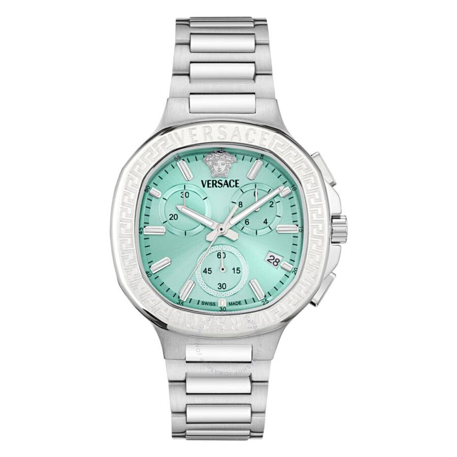 Versace V-Chrono Square Chronograph Quartz Turquoise Dial Watch VEVCA0324