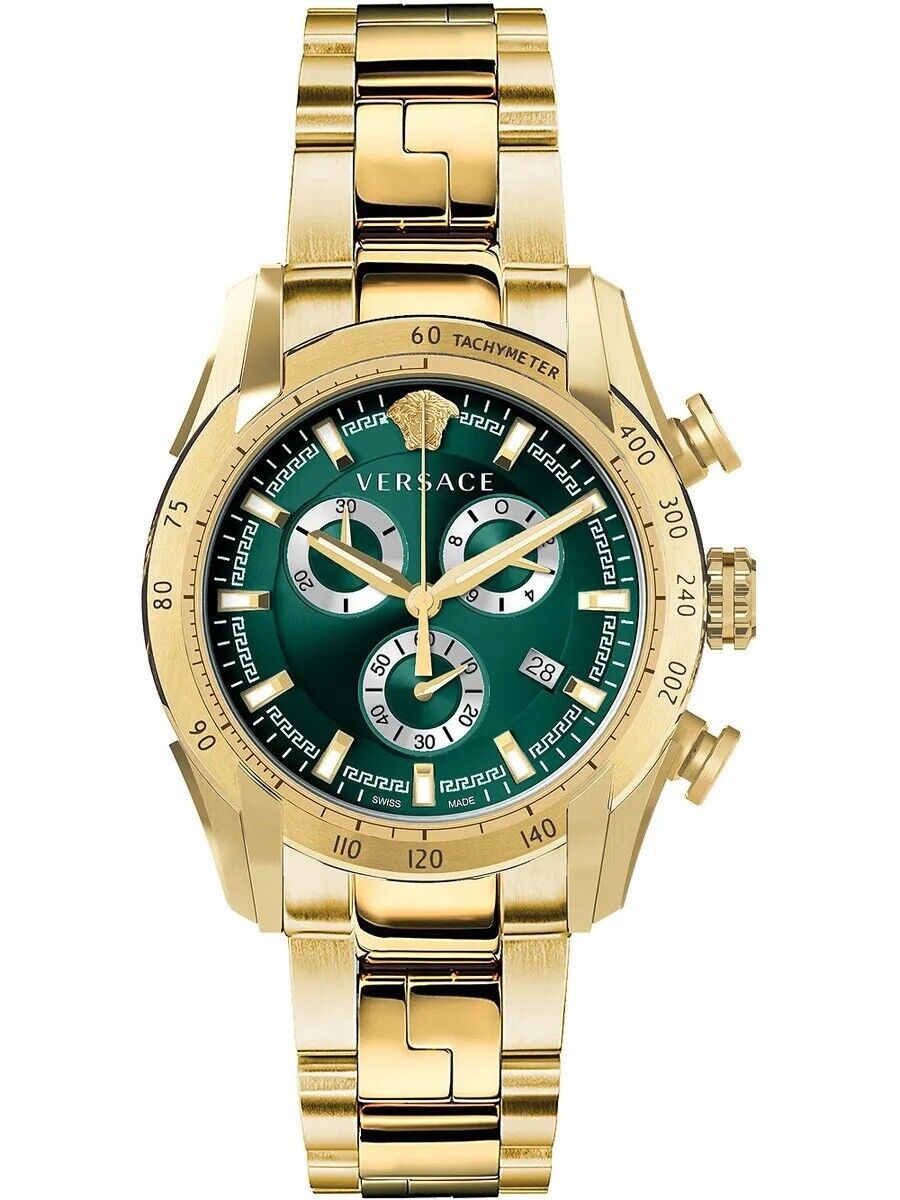 Versace V-Ray Chronograph Green Dial Men's Watch VE2I00621