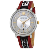Versace V Circle Silver Dial Two Tone Leather Strap Watch for Men - VEBQ01319 VEBQ01319 - Image 3