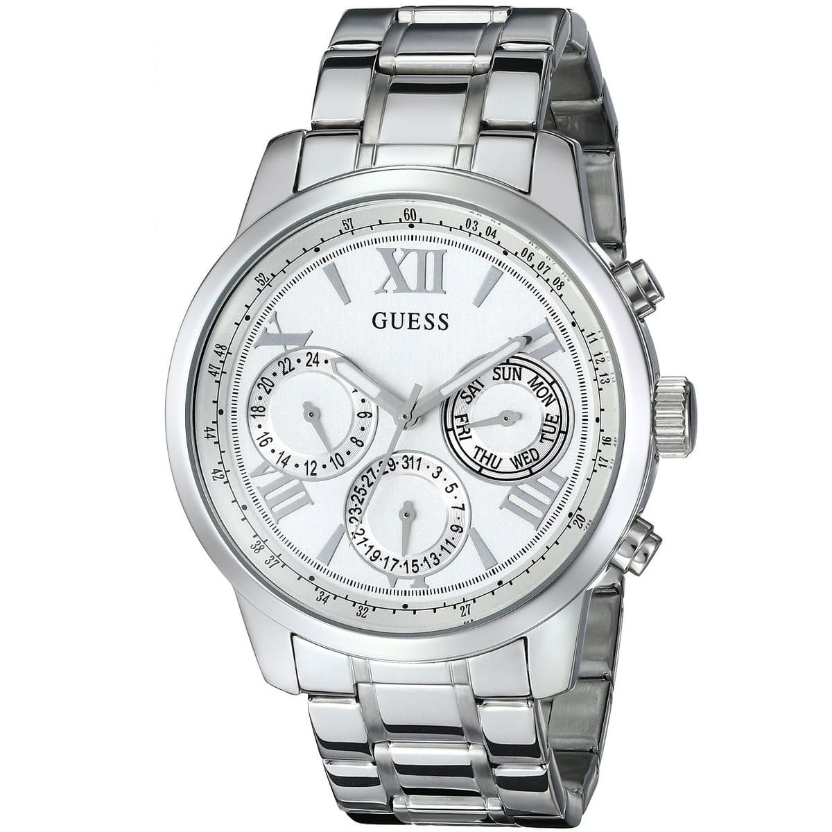 Guess Sunrise Multifunction Quartz White Dial Silver Steel Strap Watch For Women - W0330L3 W0330L3 - Image 2