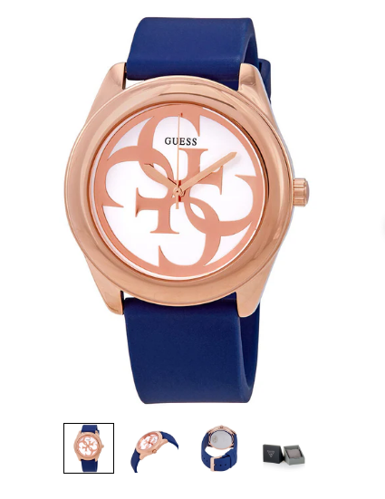 G-Twist Silver Dial Blue & White Silicone Watches and Starlight Crystal Dial Women's Watch