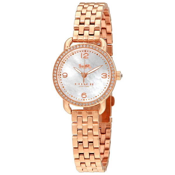Coach Delancey Mother of Pearl Dial Rose Gold-Tone Women's Watch: Elegance and Style Combined