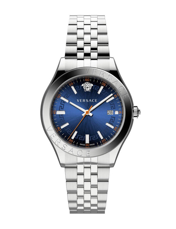 Versace Hellenyium Silver Blue DIal Men's Watch  VEVK00921 - Big Daddy Watches