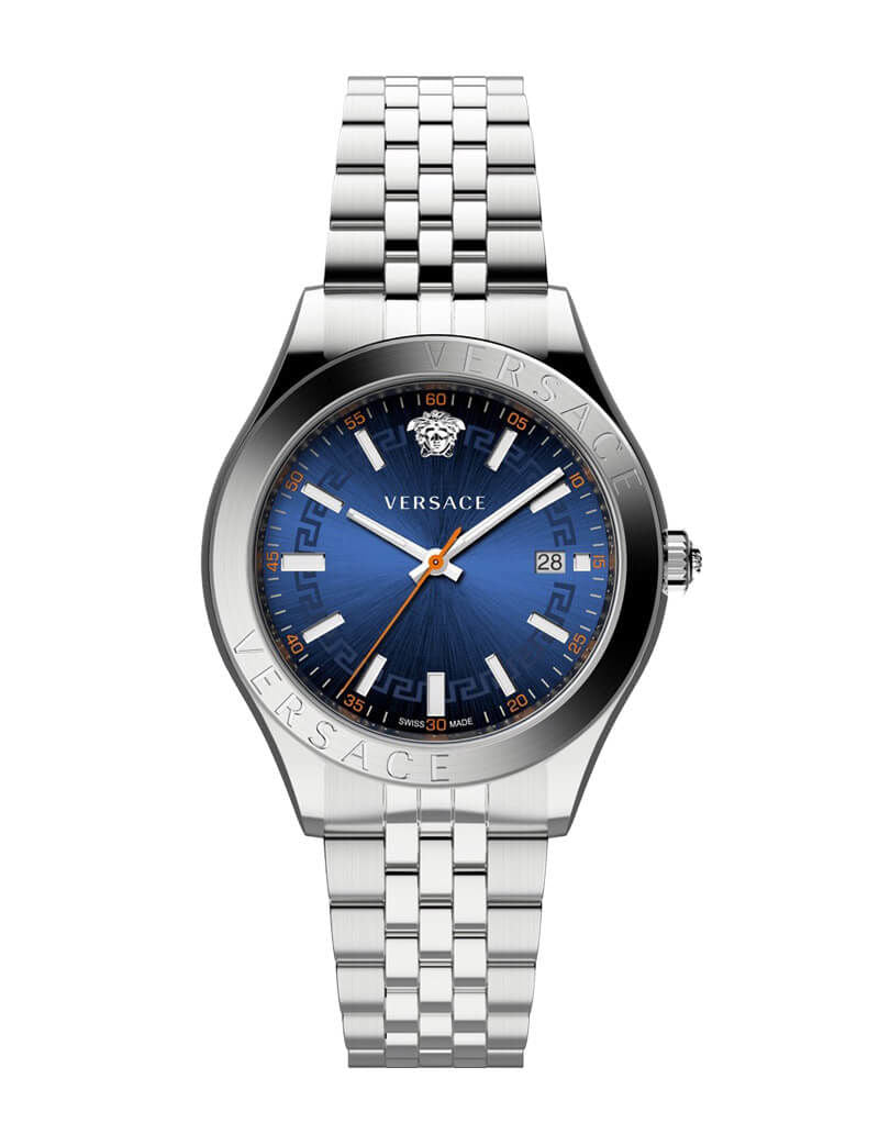 Versace Hellenyium Silver Blue DIal Men's Watch  VEVK00921 - Big Daddy Watches