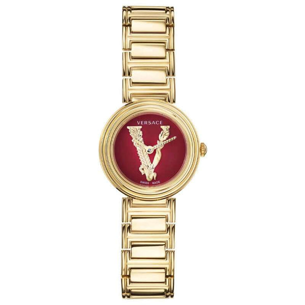 Versace Virtus Gold Mini Red Dial Women's Watch  VET300321 - Big Daddy Watches