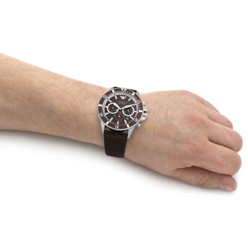 Emporio Armani Chronograph Brown Leather Men's Watch AR11486 - Big Daddy Watches #5
