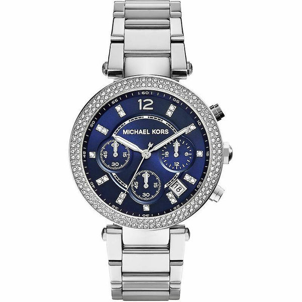 Michael Kors Parker Chronograph Navy Dial Silver Ladies Watch MK6117