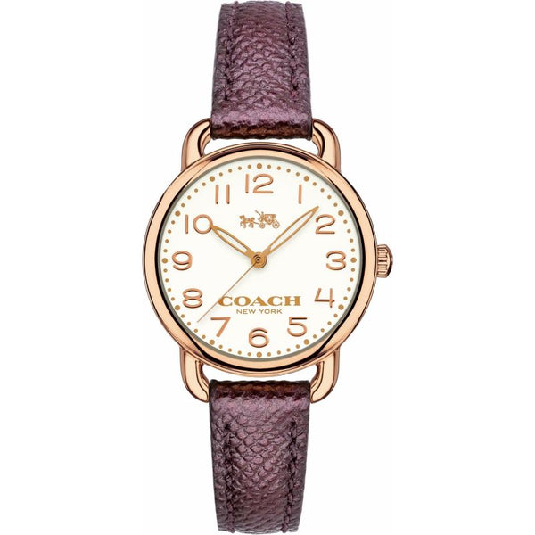 Coach Delancey White Dial Purple Leather Strap Ladies Watch 14502251
