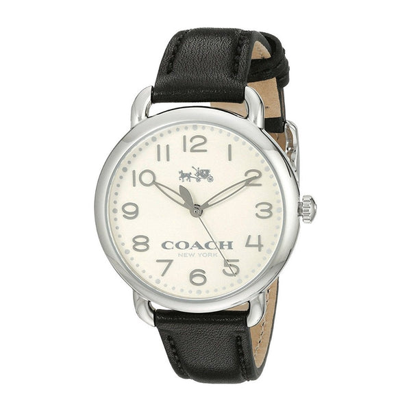 Coach Delancey White Dial Black Leather Strap Ladies Watch 14502267