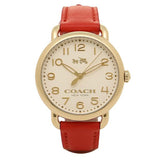 Coach Delancey Cream Dial Orange Leather Strap Ladies Watch 14502270