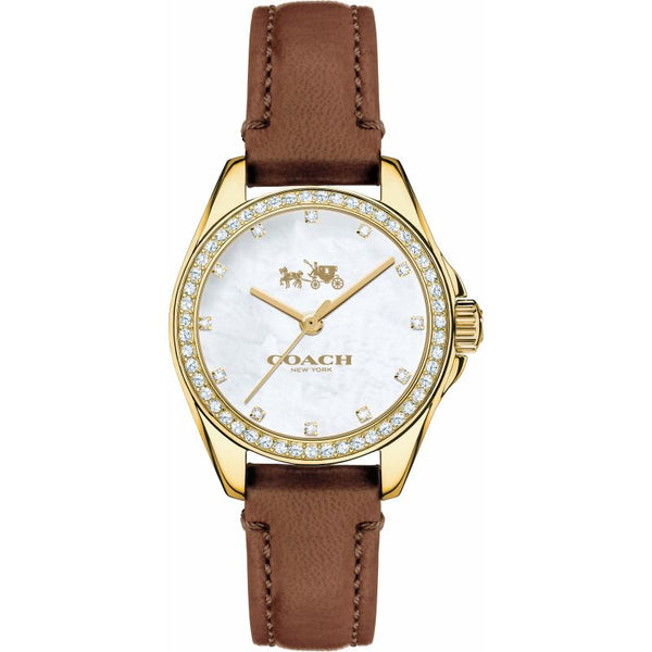 Coach Mother of Pearl Dial Leather Strap Ladies Watch 14502314