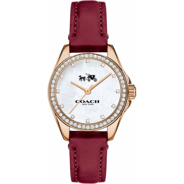 Coach Mother of Pearl Dial Red Leather Strap Ladies Watch 14502315