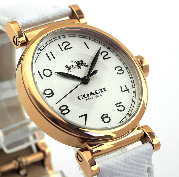 Coach Madison White Leather Strap Women's Watch 14502408 - Big Daddy Watches #2