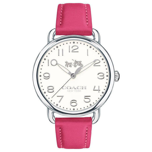 Coach Delancey Silver Dial Pink Leather Strap Ladies Watch 14502560