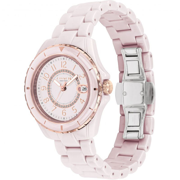 Coach Preston Pink Blush Ceramic Bracelet Women's Watch 14503463