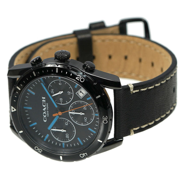 Coach Thompson Black Chronograph Leather Strap Men's Watch 14602412 - Big Daddy Watches #2