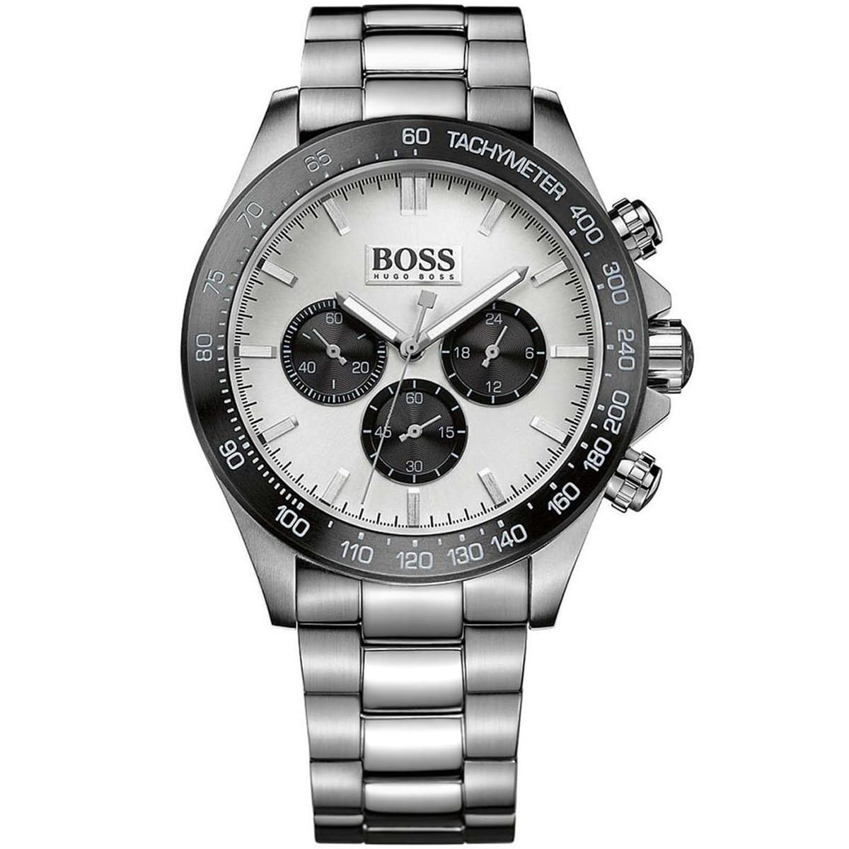 Hugo Boss Ikon Chronograph Silver Dial Silver Steel Strap Men's Watch - 1512964 1512964 - Image 1