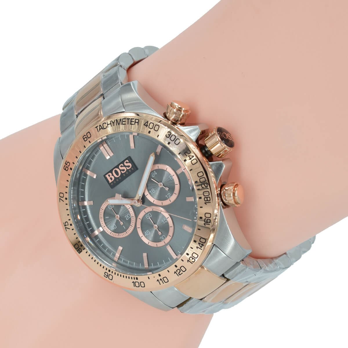 Hugo Boss Ikon Chronograph Grey Dial Two Tone Steel Strap Watch for Men - 1513339 1513339 - Image 6