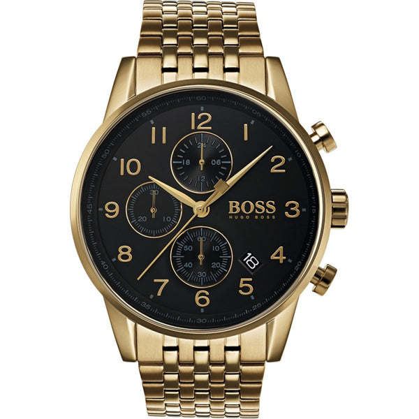 Hugo Boss Navigator Chronograph Black Dial Men's Watch Water resistance: 50 meters Movement: Quartz