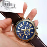 Fossil Vintage Blue Dial Leather Strap Men's Watch BQ2102