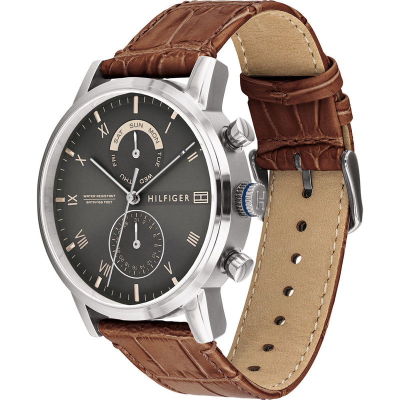 Tommy Hilfiger Multi-function Brown Leather Men's Watch 1710398