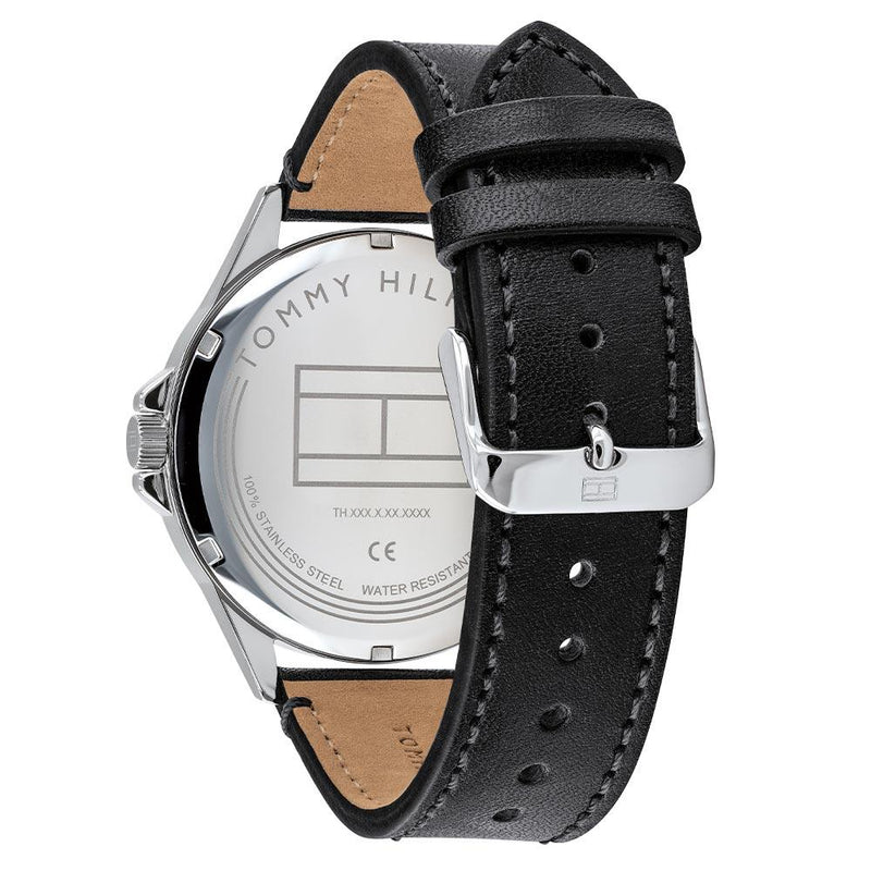 Tommy Hilfiger Black Leather Multi-function Men's Watch 1791616