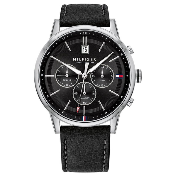 Tommy Hilfiger Multi-function Black Leather Men's Watch 1791630