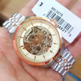 Fossil Townsman Automatic Beige Skeleton Dial Watch ME3075