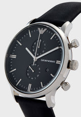 Emporio Armani Black Leather Men's Watch AR0397