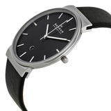 Skagen Ancher Black Dial Leather Strap Men's Watch SKW6104