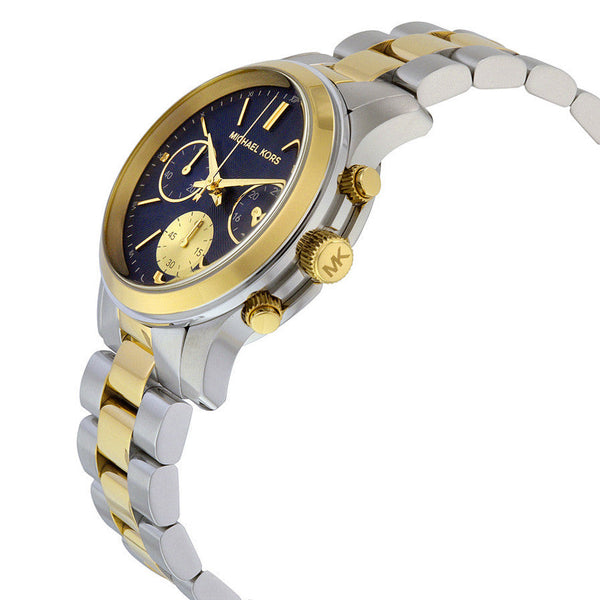 Michael Kors Runway Chronograph Blue Dial Two-Tone Ladies Watch MK6165