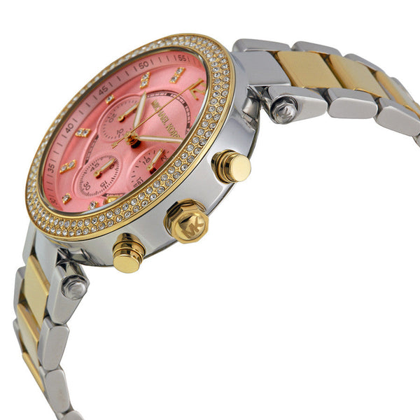 Michael Kors Parker Chronograph Pink Dial Gold Ladies Watch MK6140