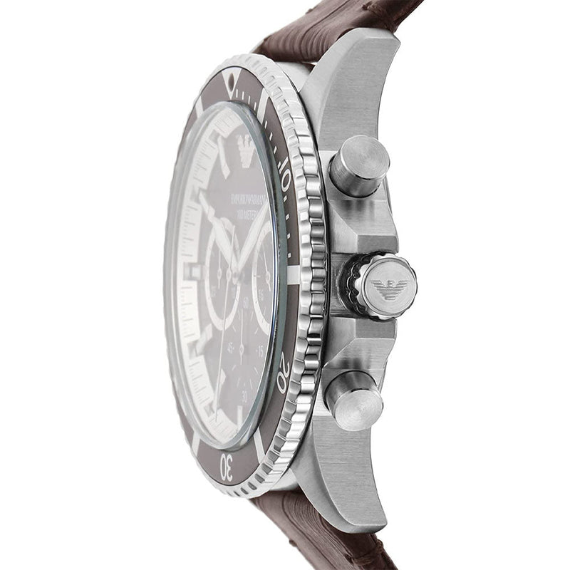 Emporio Armani Chronograph Brown Leather Men's Watch AR11486 - Big Daddy Watches #3