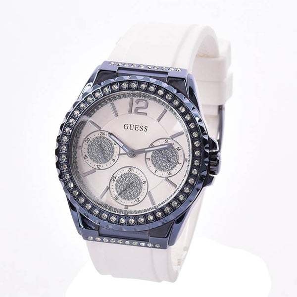 Guess  Women White Analogu Silicone Band Women's Watch  W0846L7 - Big Daddy Watches