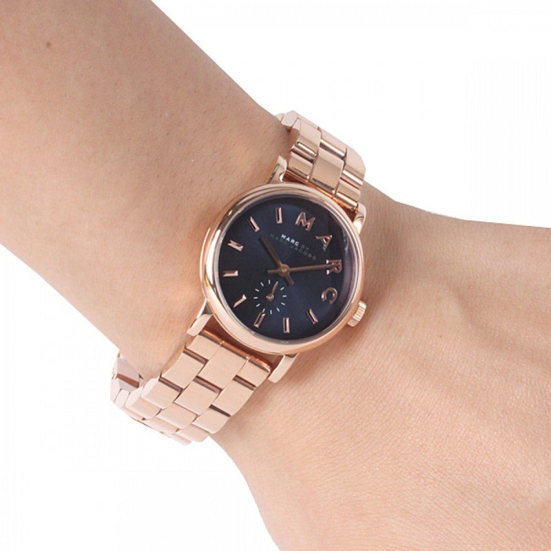 Marc by Marc Jacobs Baker Navy Dial Rose Gold-plated Ladies Watch MBM3332