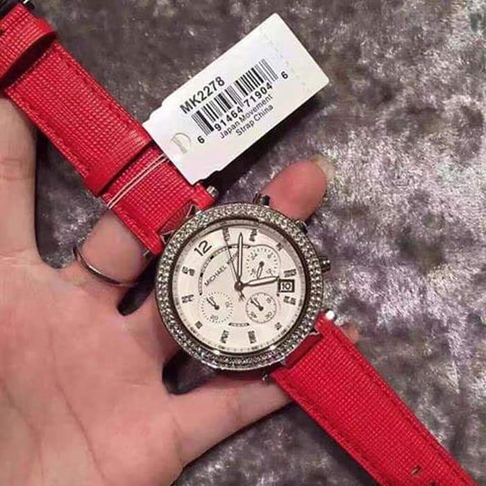 Michael Kors Parker Chronograph Dial Pink Leather Ladies Watch MK2278
