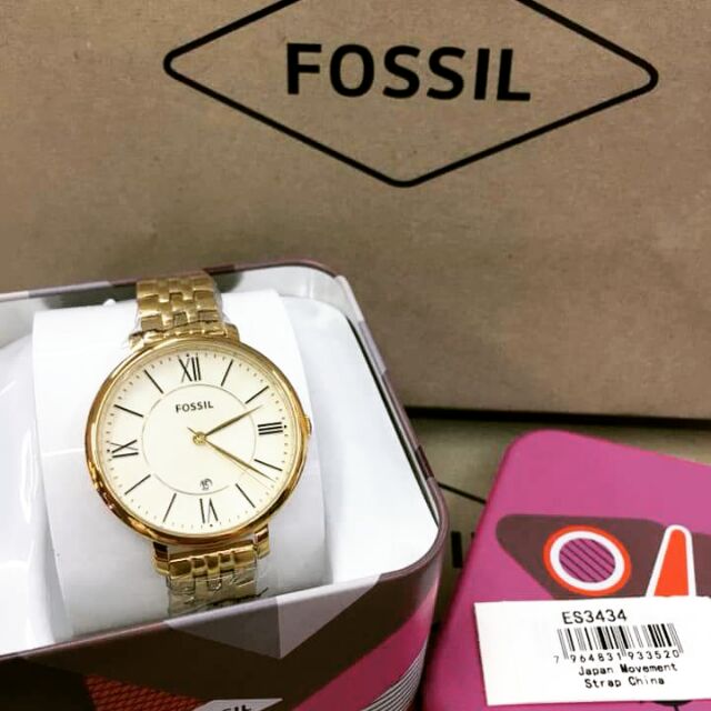 Fossil Jacqueline Champagne Dial Gold-tone Ladies Watch ES3434