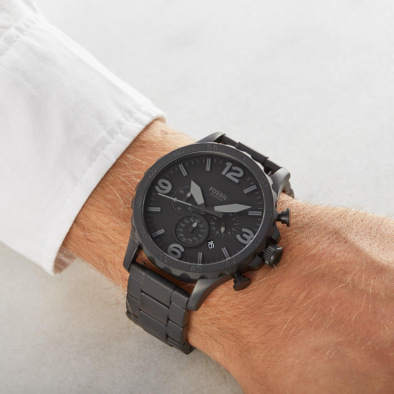 Fossil Nate Chronograph Black Dial Men's Watch JR1401