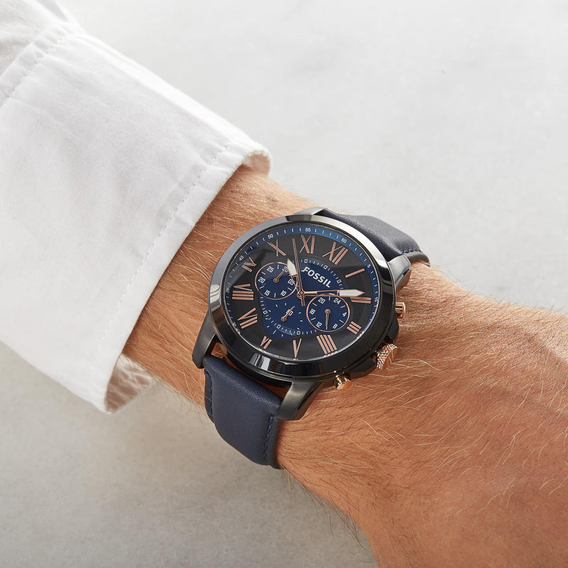 Fossil Grant Chronograph Black and Blue Dial Men's Watch FS5061
