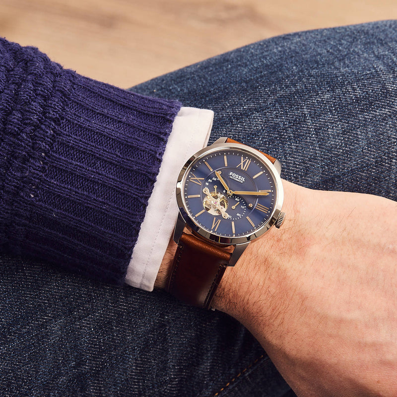 Fossil Townsman Automatic Skeleton Blue Dial Men's Watch ME3154