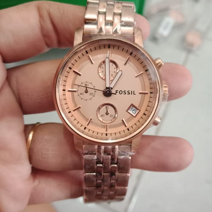 Fossil Boyfriend Chronograph Rose Gold-tone Dial Ladies Watch ES3380